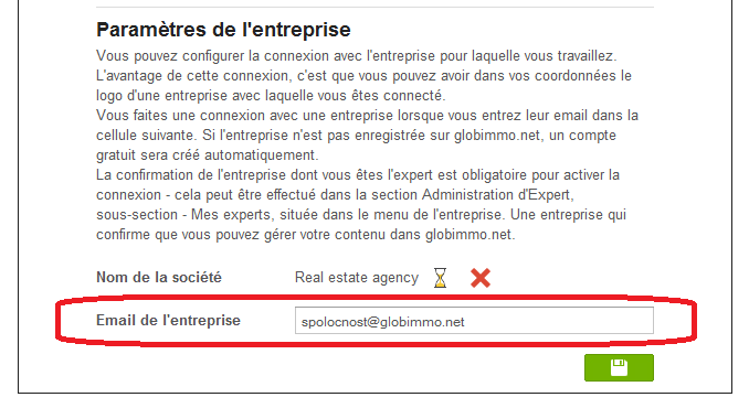 Comment connecter le compte globimmo.net d’un expert avec un compte globimmo.net d’une entreprise ?