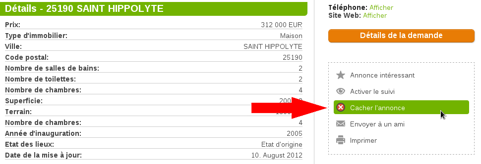 Comment masquer une annonce ?